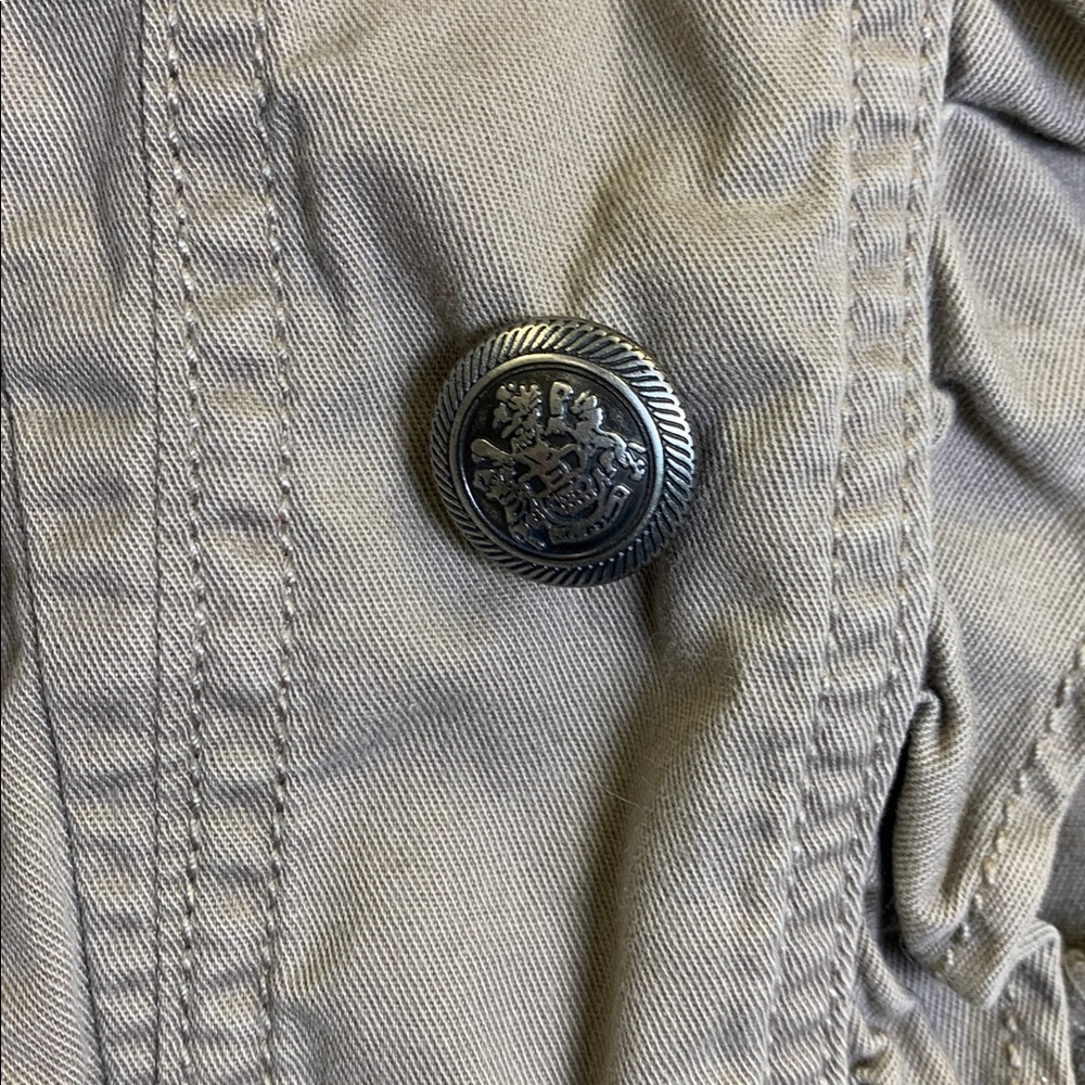 Loft Khaki Ruffle Button-Up Jacket - image 4